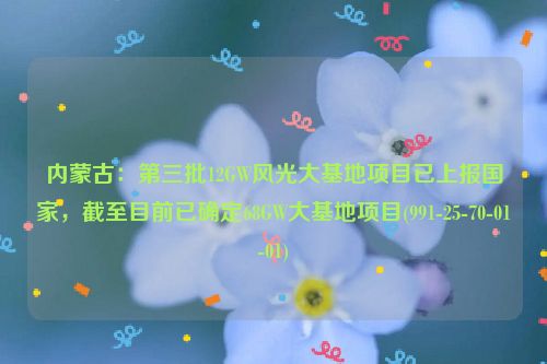 内蒙古：第三批12GW风光大基地项目已上报国家，截至目前已确定68GW大基地项目(991-25-70-01-01)