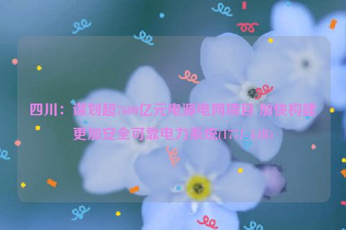 四川：谋划超7600亿元电源电网项目 加快构建更加安全可靠电力系统(1771-A4B)