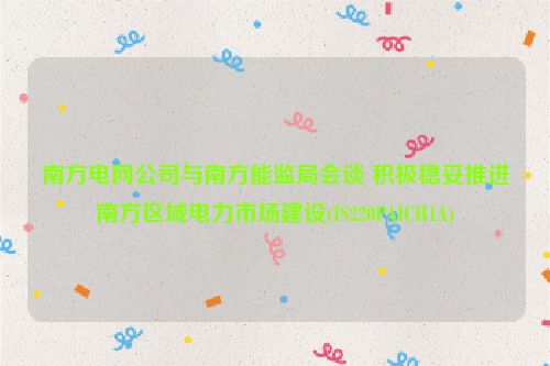 南方电网公司与南方能监局会谈 积极稳妥推进南方区域电力市场建设(IS220PAICH1A)