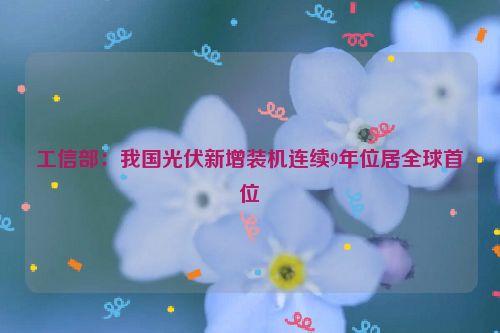 工信部：我国光伏新增装机连续9年位居全球首位