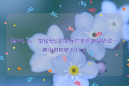 韩华Qcells：拟投资25亿美元在美国布局光伏一体化供应链(FAU810)