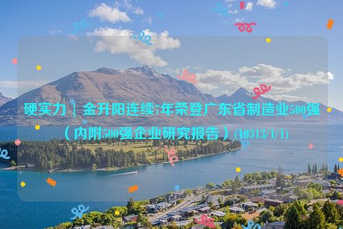 硬实力 | 金升阳连续7年荣登广东省制造业500强（内附500强企业研究报告）(10313/1/1)